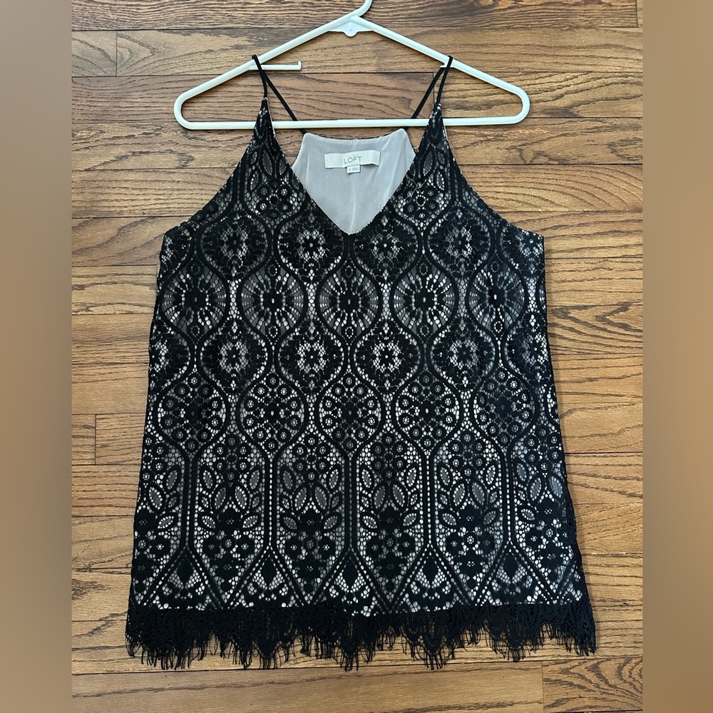 LOFT Black Lace Camisole Top